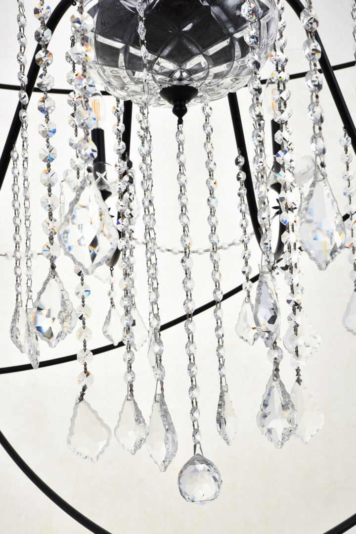 24 Light Black Crystal Pendant