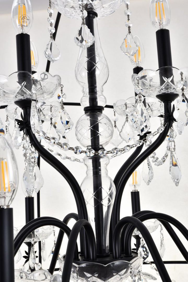 24 Light Black Crystal Pendant