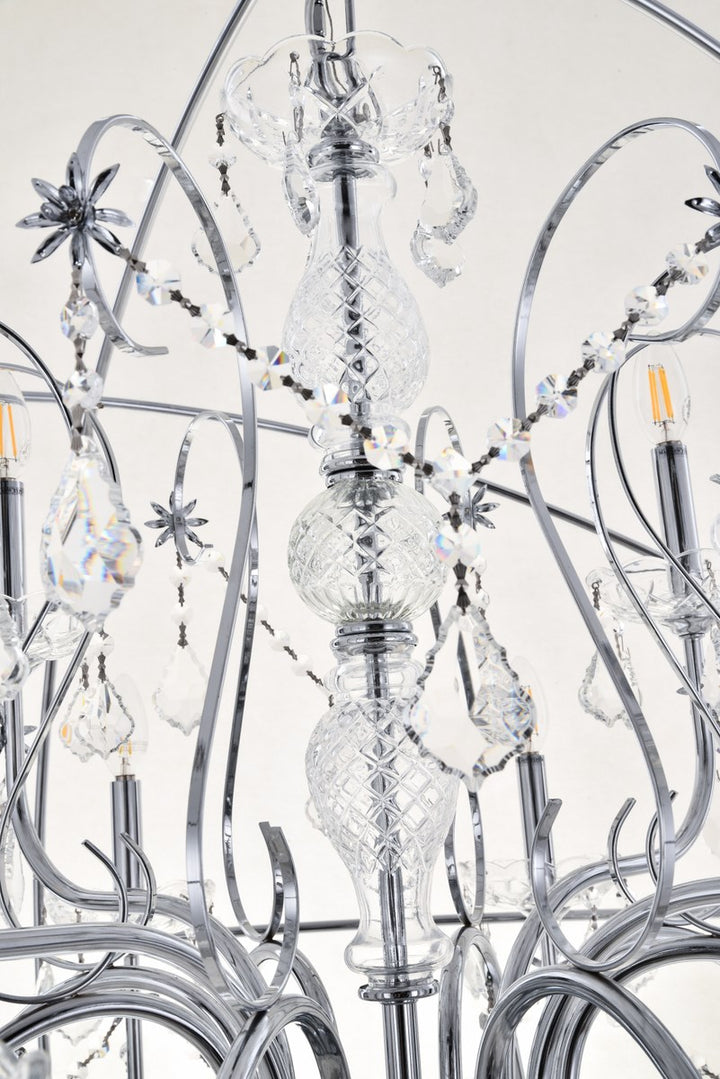 12 Light Chrome Crystal Pendant