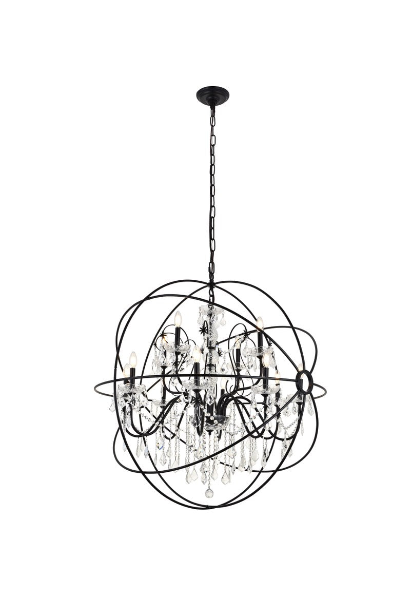 12 Light Black Crystal Pendant by Living District