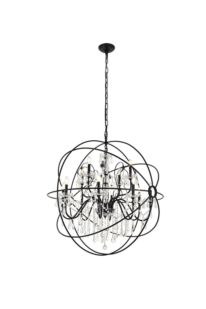 12 Light Black Crystal Pendant by Living District