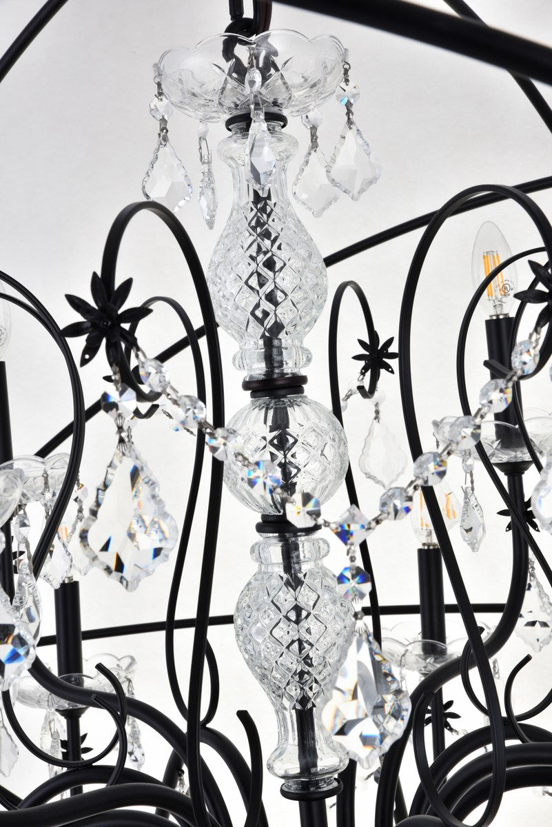 12 Light Black Crystal Pendant