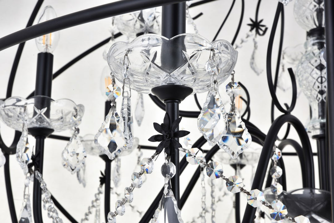 12 Light Black Crystal Pendant