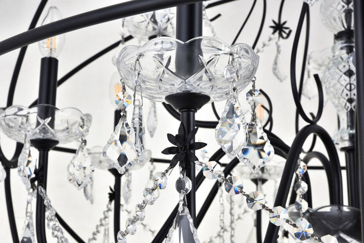 12 Light Black Crystal Pendant