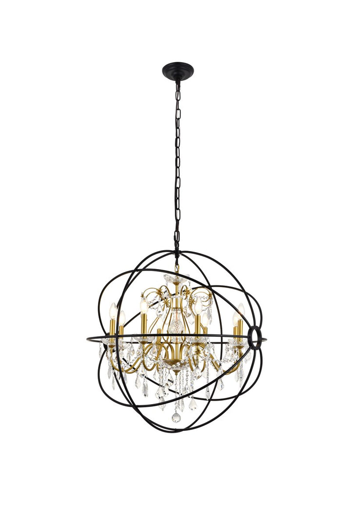 8 Light Black And Gold Crystal Pendant by Living District
