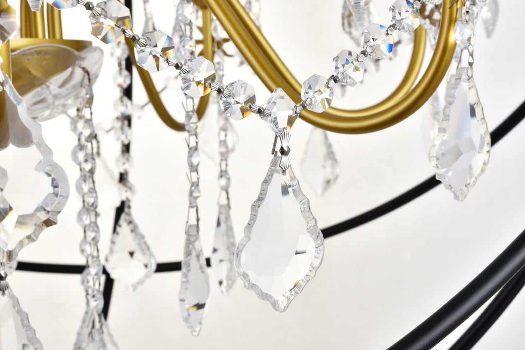 8 Light Black And Gold Crystal Pendant