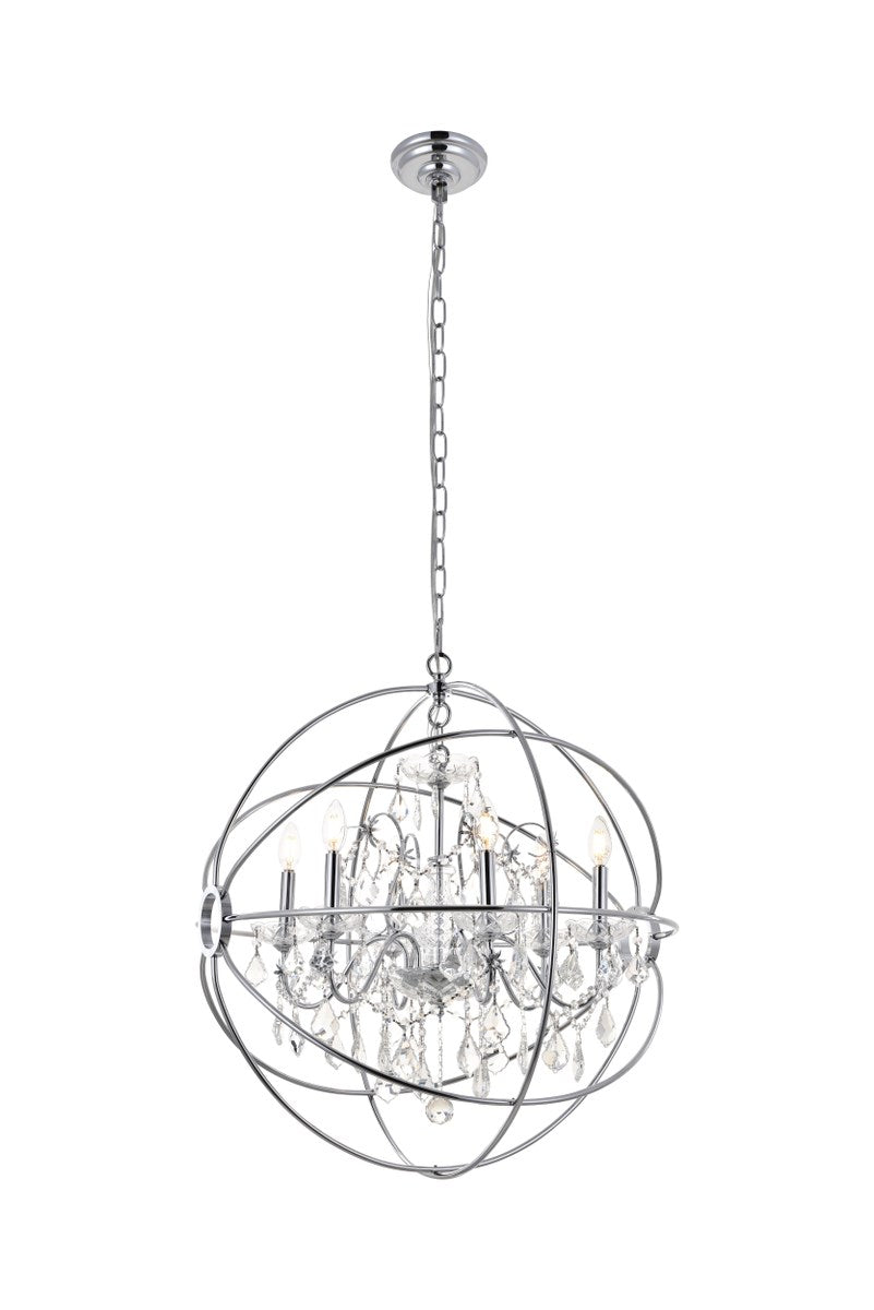6 Light Chrome Crystal Pendant by Living District