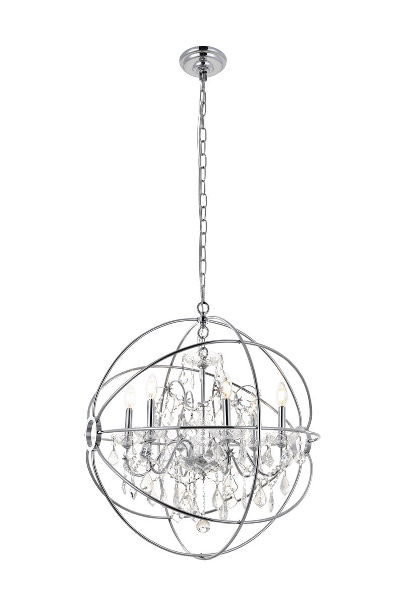 6 Light Chrome Crystal Pendant