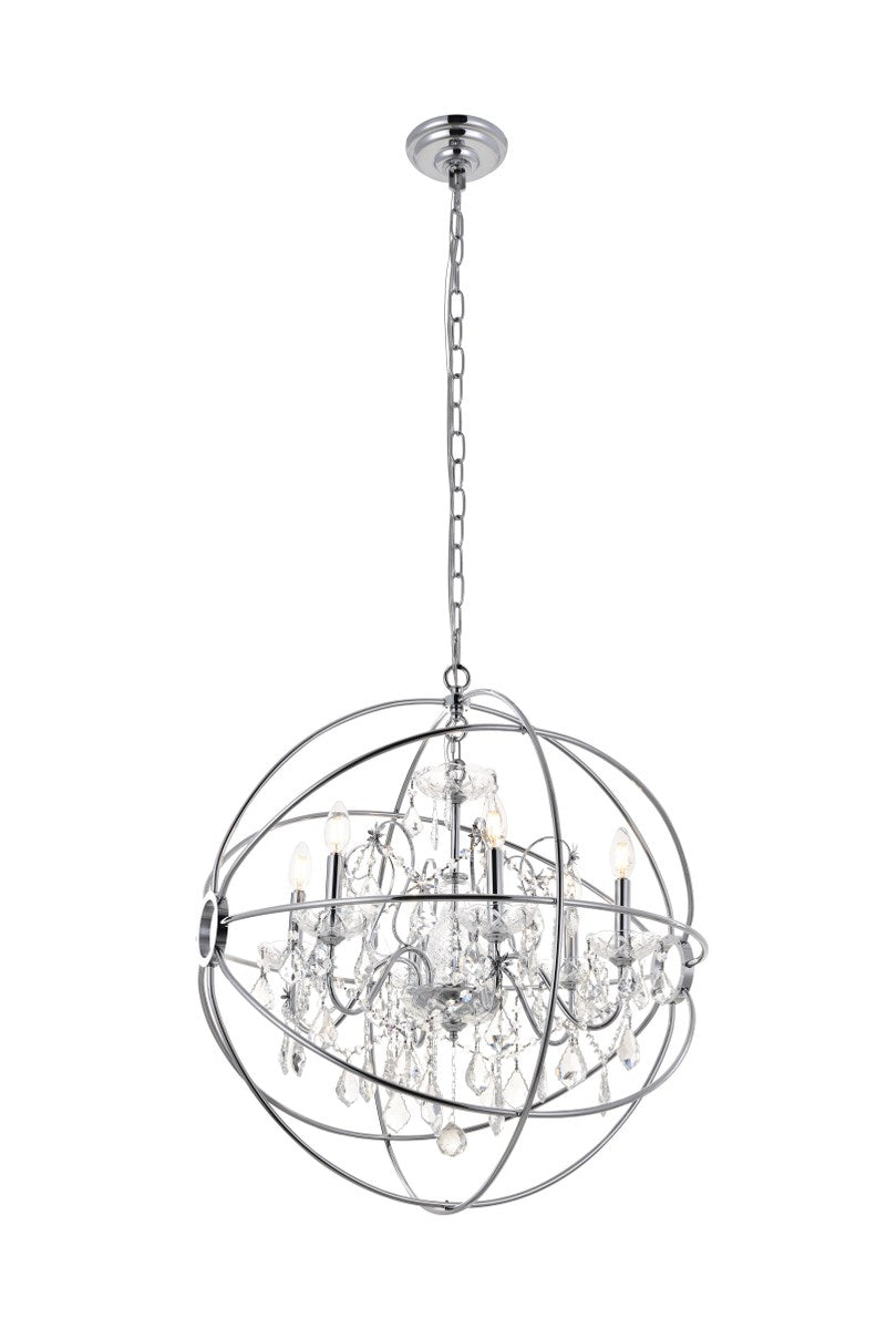 6 Light Chrome Crystal Pendant