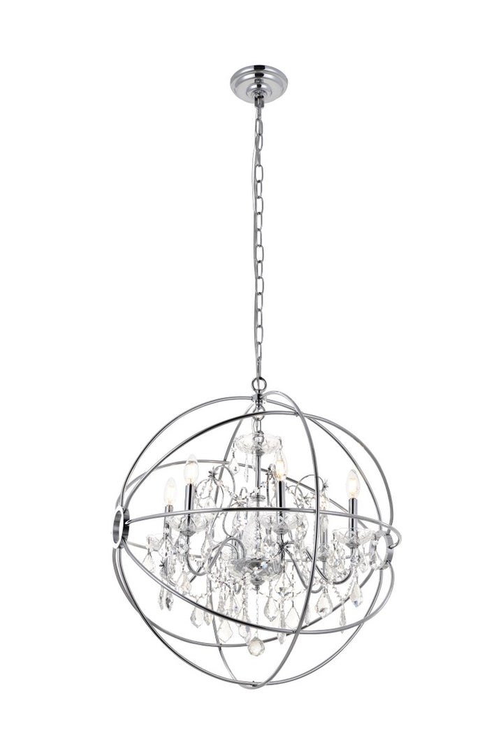 6 Light Chrome Crystal Pendant