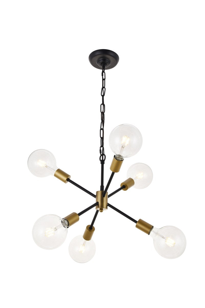 6 Light Matte Black Pendant by Living District