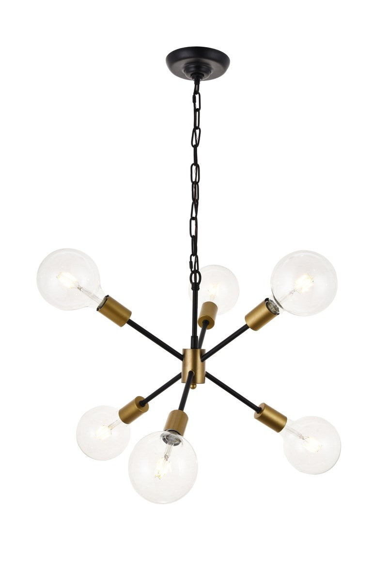 6 Light Matte Black Pendant