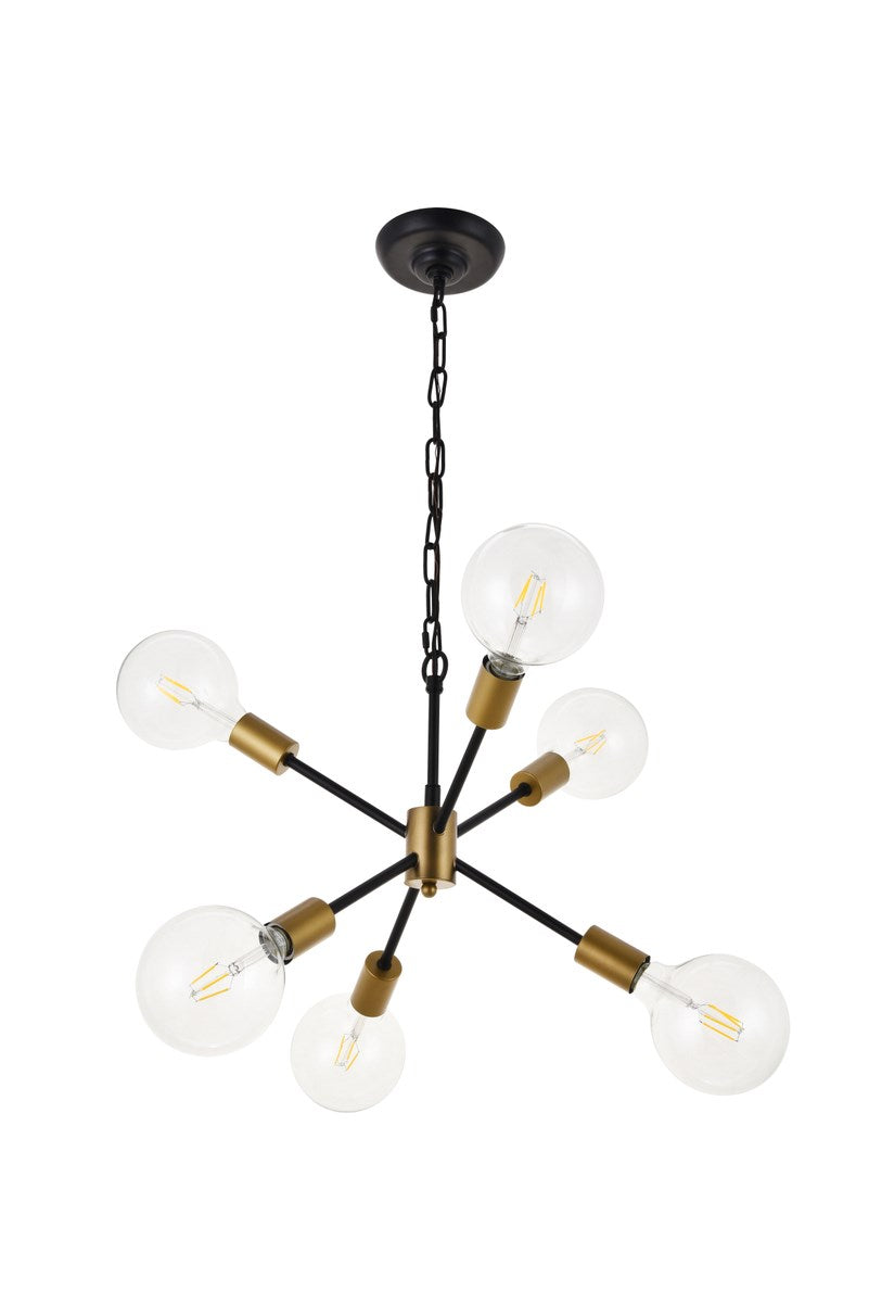 6 Light Matte Black Pendant