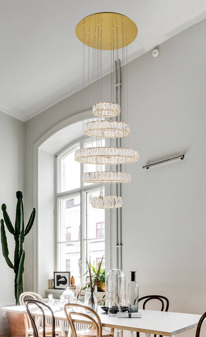 Integrated Led Chip Light Gold Chandelier Clear Royal Cut Crystal