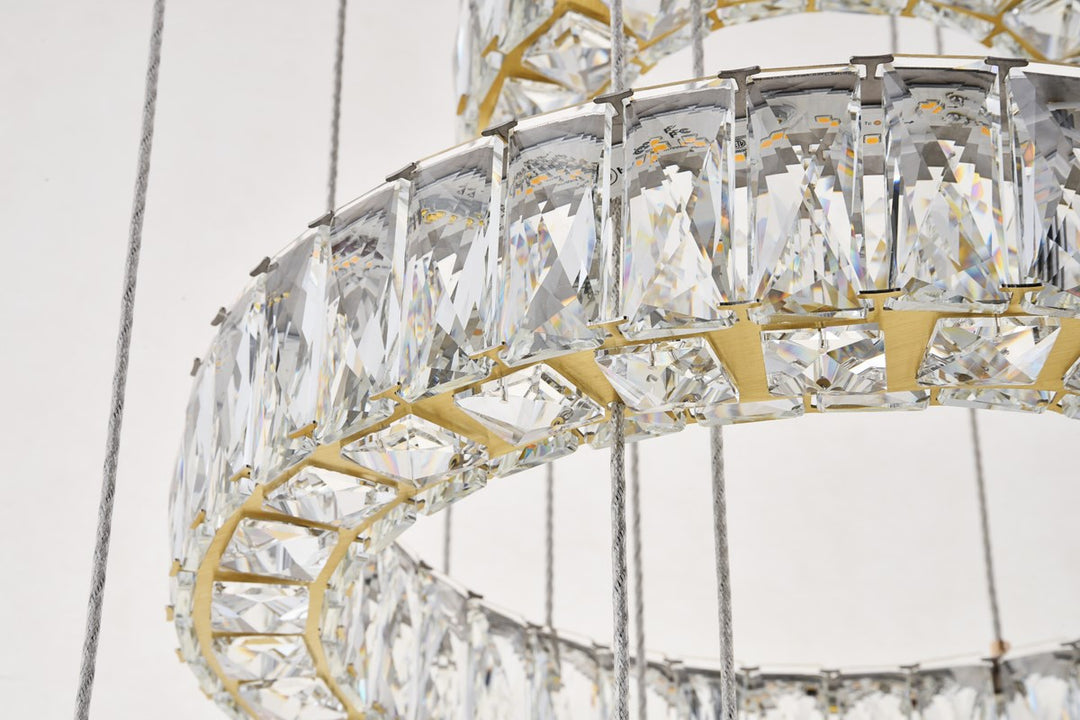 Integrated Led Chip Light Gold Chandelier Clear Royal Cut Crystal