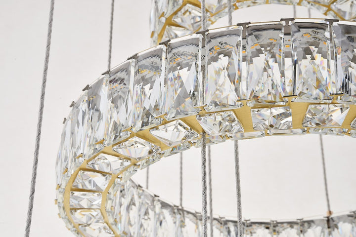 Integrated Led Chip Light Gold Chandelier Clear Royal Cut Crystal
