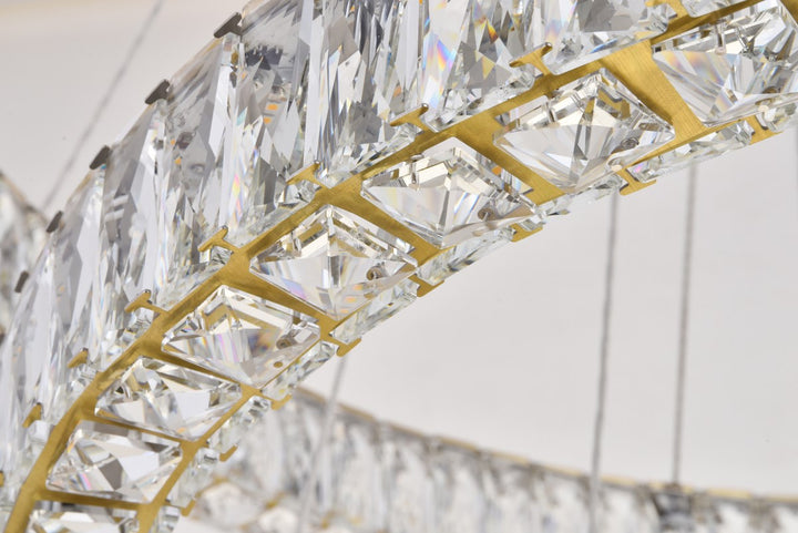 Integrated Led Chip Light Gold Chandelier Clear Royal Cut Crystal