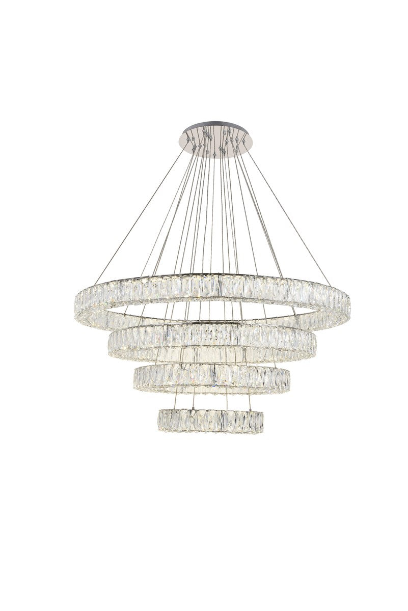 Integrated Led Chip Light Chrome Chandelier Clear Royal Cut Crystal