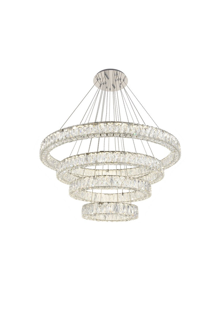 Integrated Led Chip Light Chrome Chandelier Clear Royal Cut Crystal