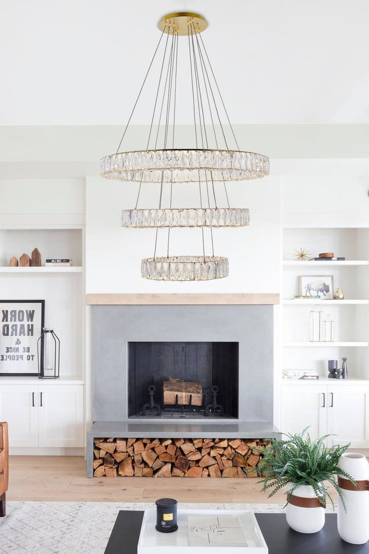 Integrated Led Chip Light Gold Chandelier Clear Royal Cut Crystal