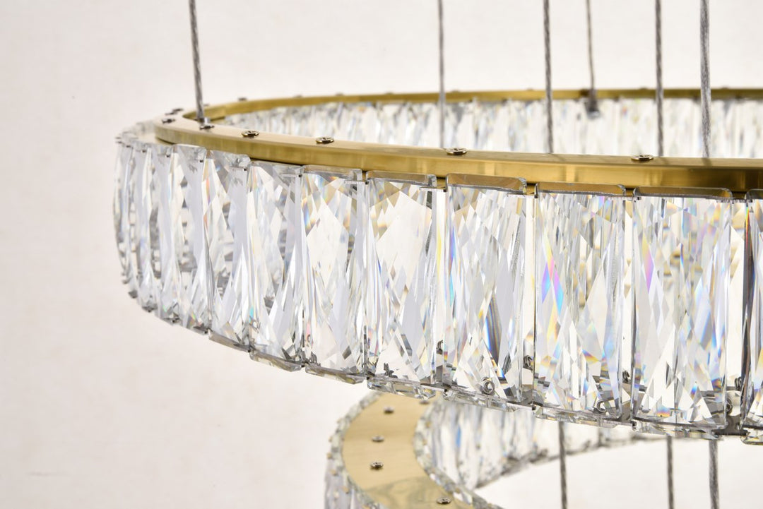 Integrated Led Light Gold Chandelier Clear Royal Cut Crystal