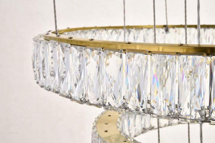 Integrated Led Light Gold Chandelier Clear Royal Cut Crystal