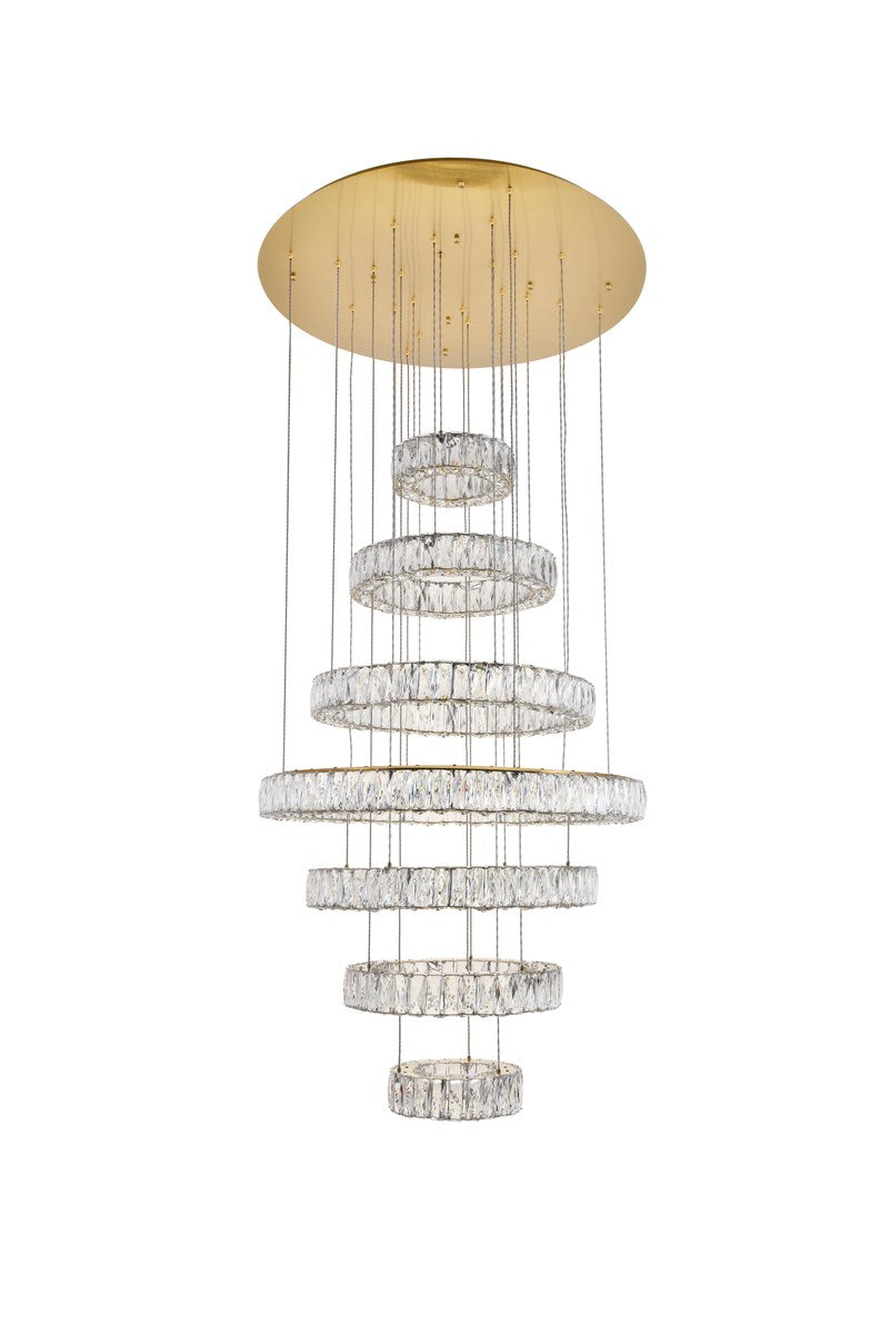 Integrated Led Light Gold Chandelier Clear Royal Cut Crystal