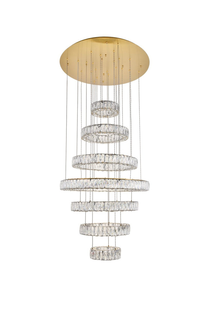 Integrated Led Light Gold Chandelier Clear Royal Cut Crystal