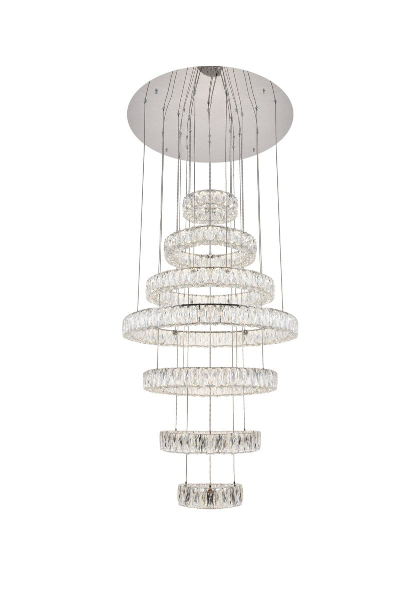 Integrated Led Chip Light Chrome Chandelier Clear Royal Cut Crystal