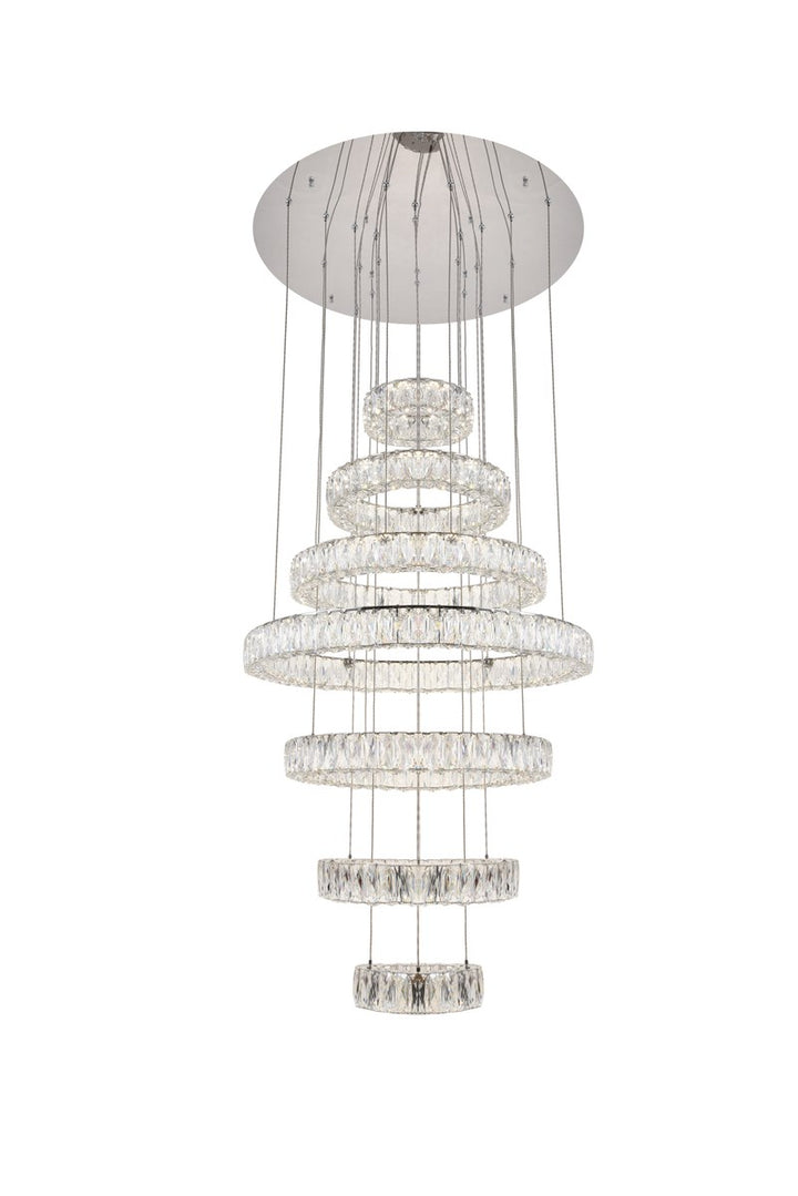 Integrated Led Chip Light Chrome Chandelier Clear Royal Cut Crystal
