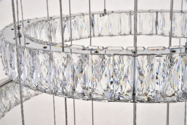 Integrated Led Chip Light Chrome Chandelier Clear Royal Cut Crystal