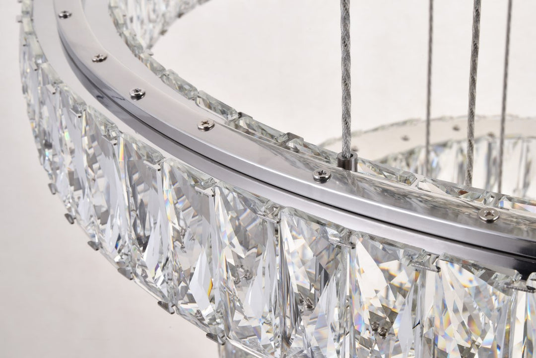Integrated Led Chip Light Chrome Chandelier Clear Royal Cut Crystal