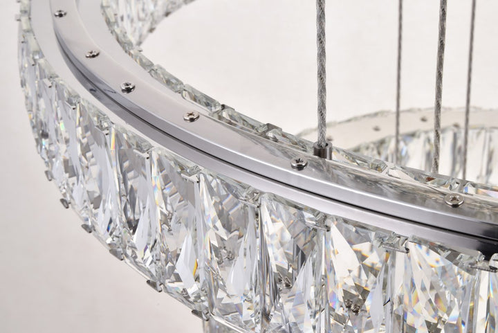 Integrated Led Chip Light Chrome Chandelier Clear Royal Cut Crystal
