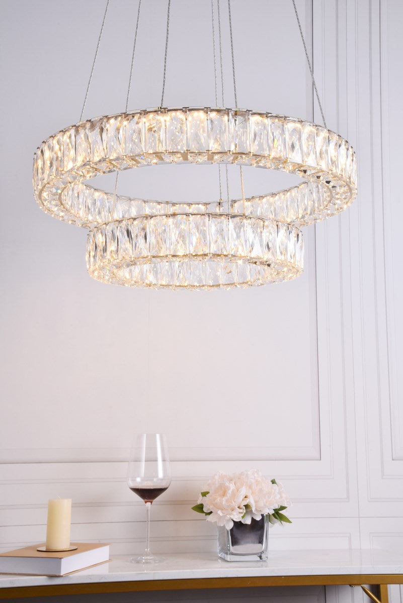Integrated Led Chip Light Gold Chandelier Clear Royal Cut Crystal