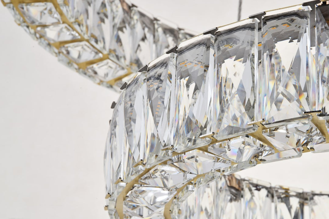 Integrated Led Chip Light Gold Chandelier Clear Royal Cut Crystal