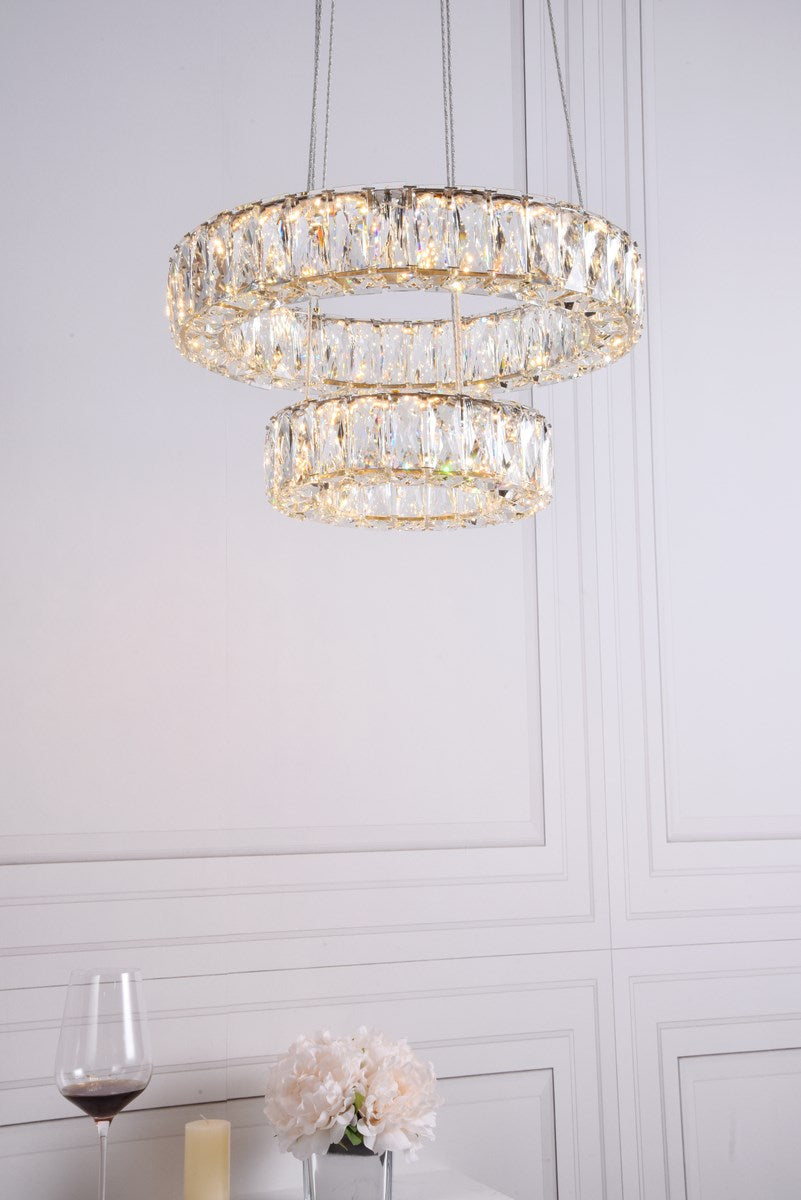 Integrated Led Chip Light Gold Pendant Clear Royal Cut Crystal