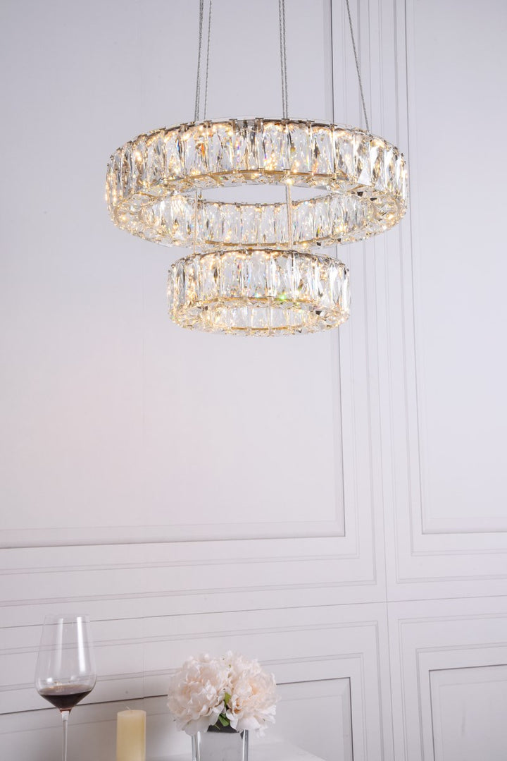 Integrated Led Chip Light Gold Pendant Clear Royal Cut Crystal