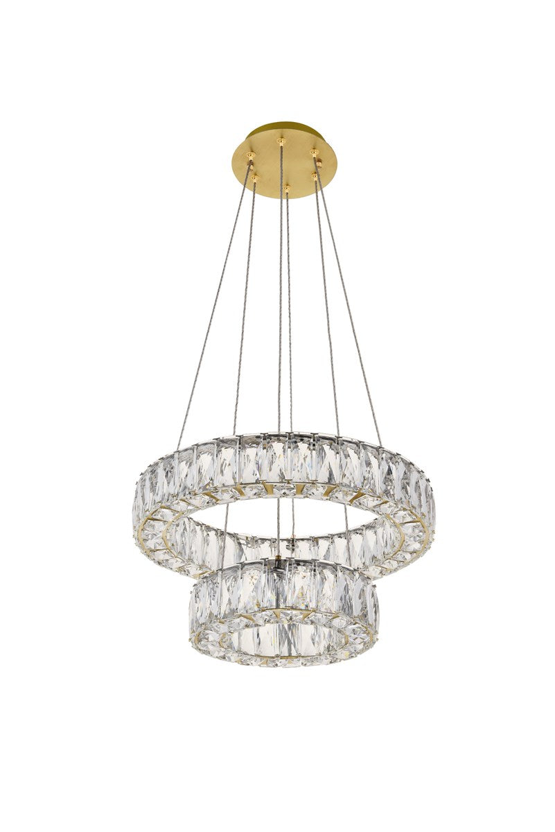 Integrated Led Chip Light Gold Pendant Clear Royal Cut Crystal