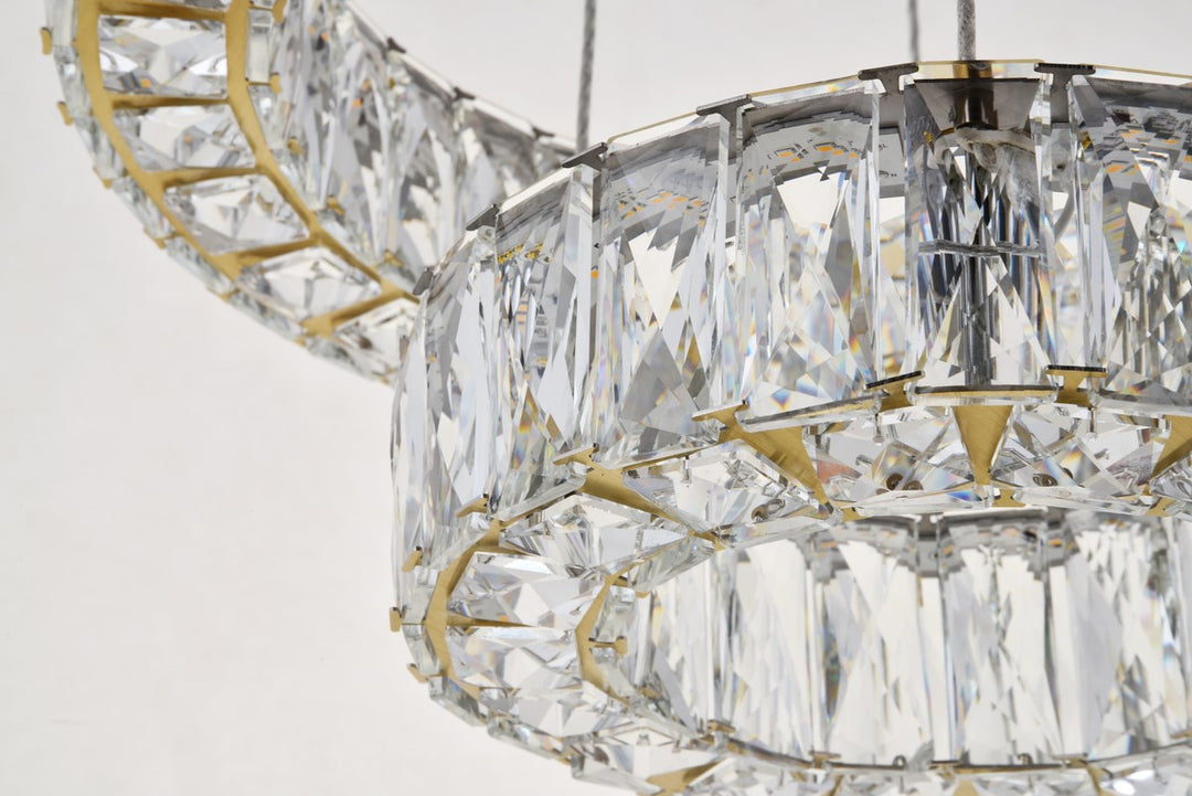 Integrated Led Chip Light Gold Pendant Clear Royal Cut Crystal