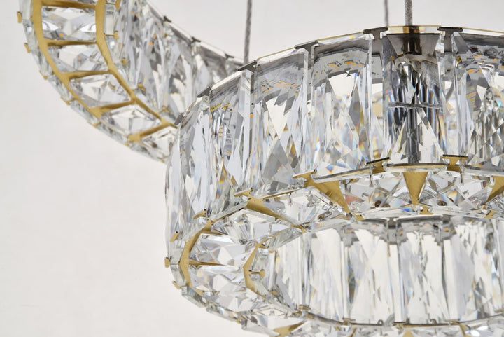 Integrated Led Chip Light Gold Pendant Clear Royal Cut Crystal