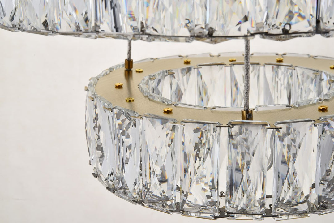 Integrated Led Chip Light Gold Pendant Clear Royal Cut Crystal