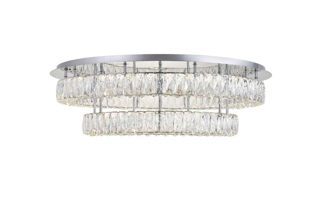 Led Light Chrome Flush Mount Clear Royal Cut Crystal by Elegant Lighting