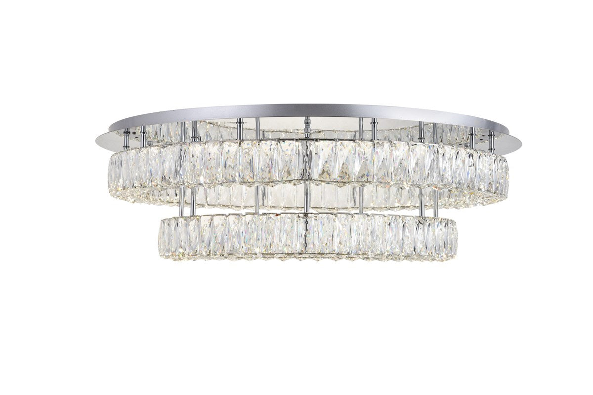 Led Light Chrome Flush Mount Clear Royal Cut Crystal by Elegant Lighting