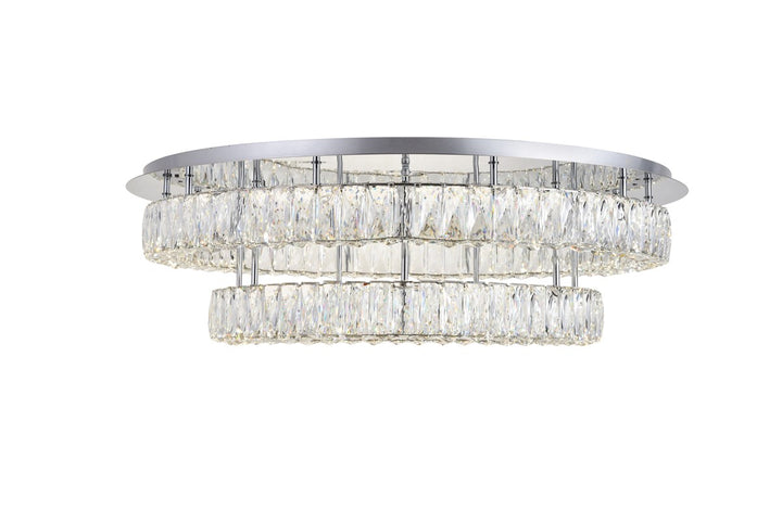 Led Light Chrome Flush Mount Clear Royal Cut Crystal by Elegant Lighting