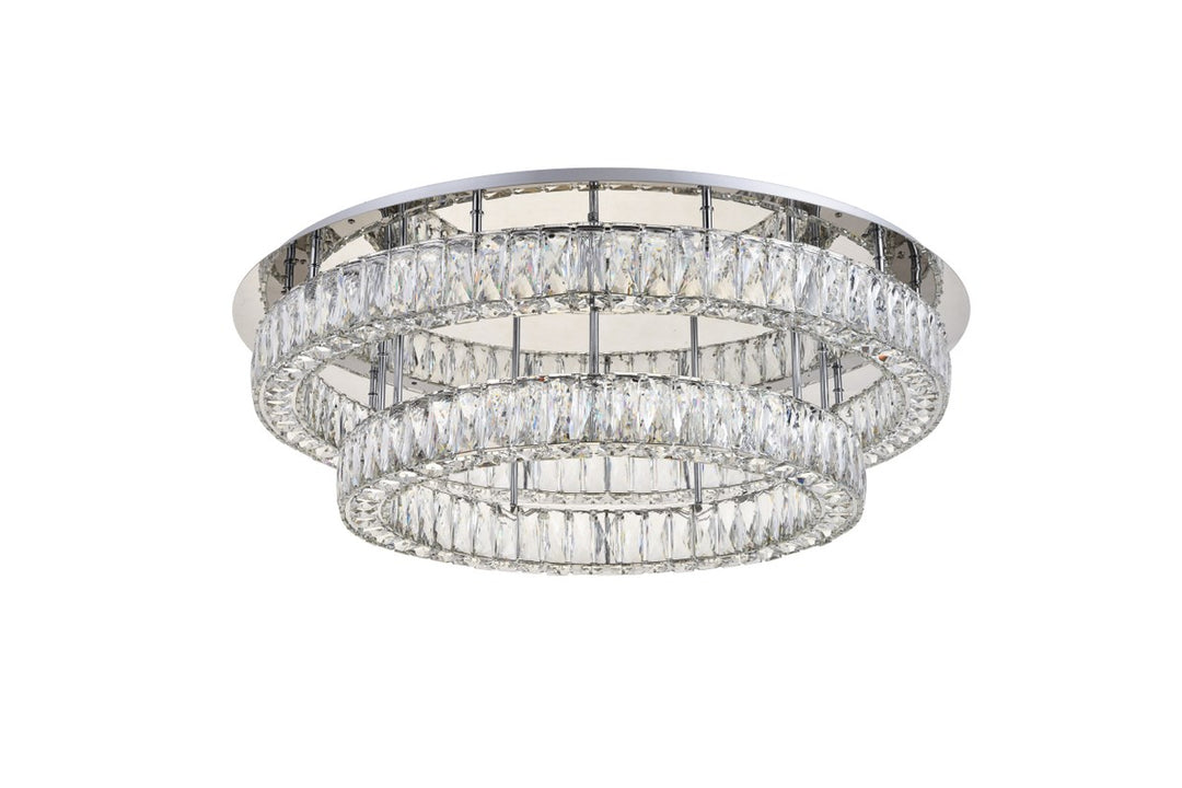 Led Light Chrome Flush Mount Clear Royal Cut Crystal