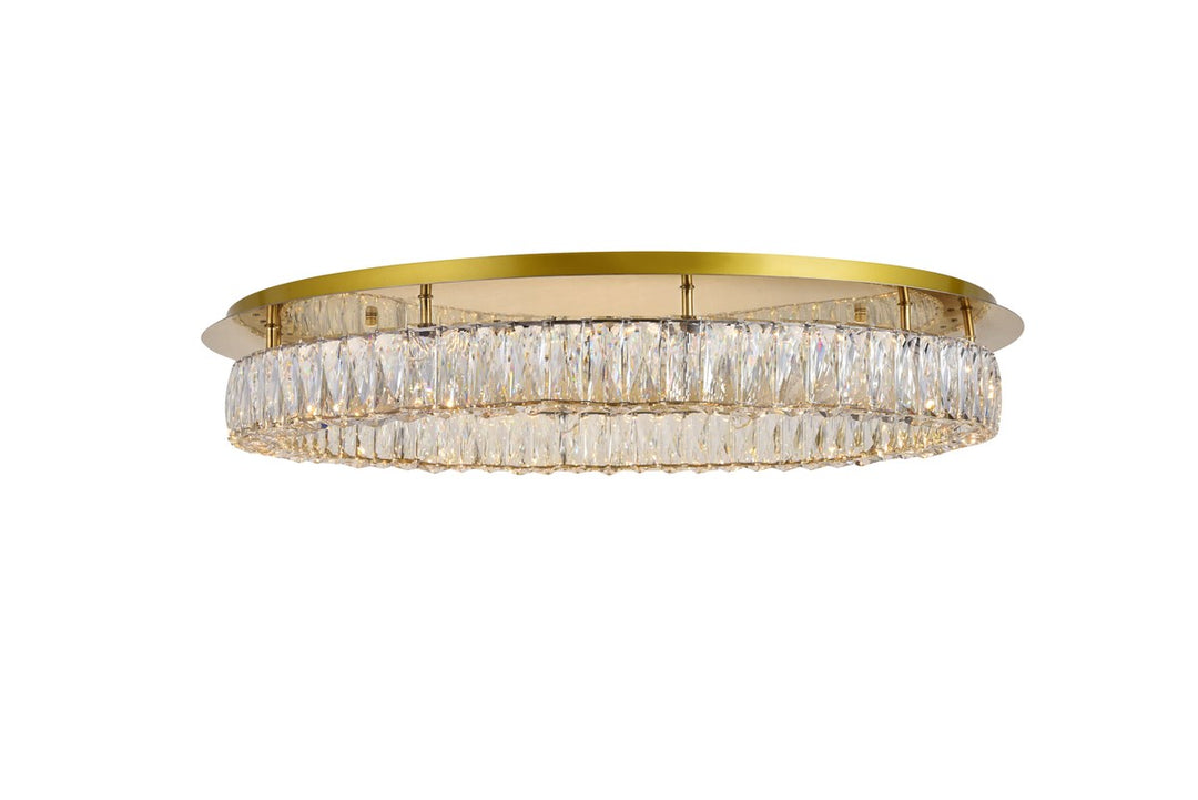 Led Light Gold Flush Mount Clear Royal Cut Crystal by Elegant Lighting