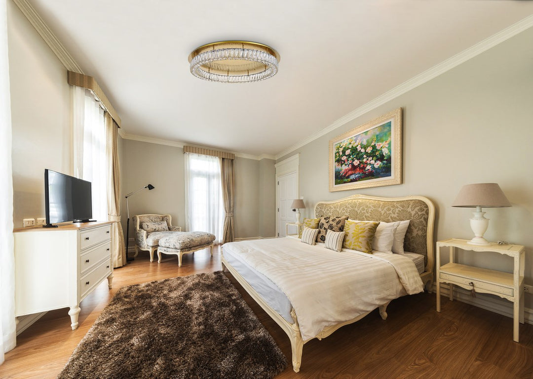 Led Light Gold Flush Mount Clear Royal Cut Crystal