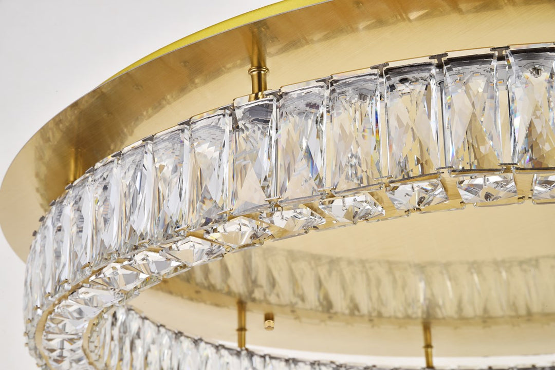 Led Light Gold Flush Mount Clear Royal Cut Crystal