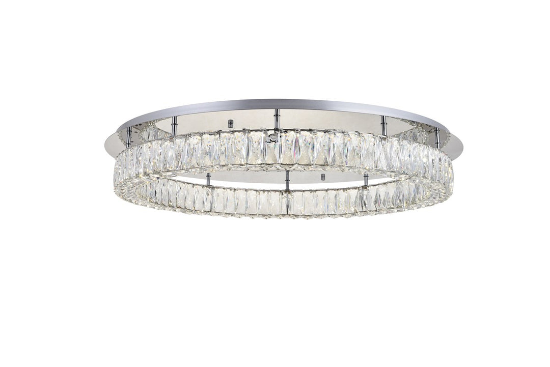 Led Light Chrome Flush Mount Clear Royal Cut Crystal by Elegant Lighting