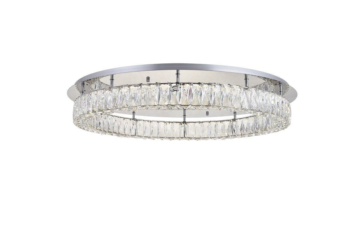 Led Light Chrome Flush Mount Clear Royal Cut Crystal by Elegant Lighting